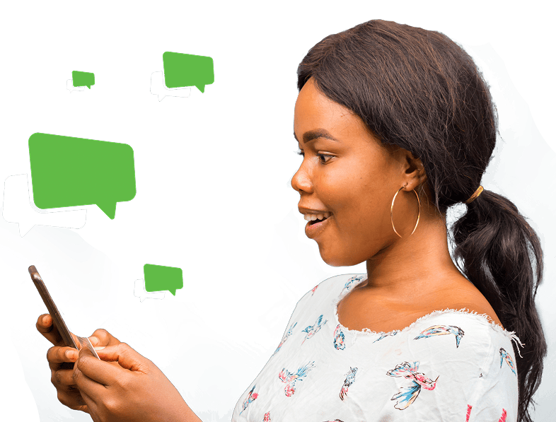 Woman using mobile phone for SMS messaging